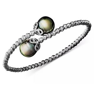 Macy's Pearl Bracelet, Sterling Silver Cultured Tahitian Pearl (9mm)